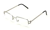 V.W.E. Rectangular Frame Clear Lens Designer Sunglasses RX Optical Eye Glasses (Silver, Clear)