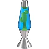 Lava Lite Original 16.3-Inch Silver Base Lamp with Yellow Wax in Blue Liquid, 52-ounce
