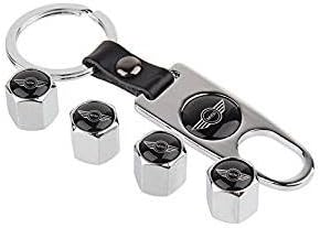 Geme Combo Set Chrome 4pcs Wheel Tire Valve Caps + 1pcs Wrench Keychain Fit For Mini Cooper Cooper Car Model