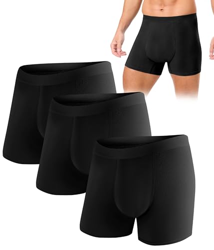 SUNCHIRI Men's Incontinence Underwear, Heavy Absorbent Washable Leak-Proof Reusable Boxer Brief 3 Pack (Black, XX-Large) at Amazon