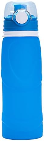 ToFuture 750ML Medical Silicone Squeezable Foldable Protable Sport Folding Collapsible Water Bottle Leak Proof SilicaGel Biking Camping Hiking Running Cup,Outdoor,Travel,Picnic BPA Free and FDA Blue