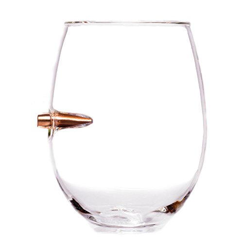 .308 cal real bullet stemless wine glass