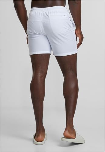 Herren Block Swim Shorts – Badeshorts mit Kordelzug & Taschen, schnelltrocknend, ideal für Strand, Pool & Urlaub,Weiß,M