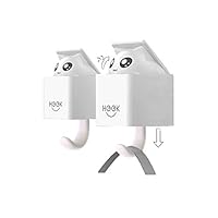 2 Packs 3M Adhesive Hooks, 4lb(Max) Wall Hooks for Keys, Towels, Coats, Bags, Robe, Kitchen, Bathroom- White ...