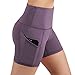 ODODOS High Waist Out Pocket Yoga Short Tummy Control Workout Running Athletic Non See-Through Yoga Shorts,Lavender,X-Largethumb 2