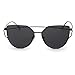 Anywa Fashion Twin-Beams Classic Women Metal Frame Mirror Sunglasses Cat Eye Glasses (Gold, Black)
