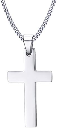 Necklace Chain Extender Mens Cross Pendant Necklace Steel Link Chain Necklace Statement Jewelry Silver Color