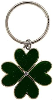 Green Four Leaf Clover With Glittered Enamel Key Chain KEKC4845