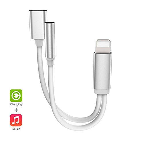 Headphone Adapter for iPhone Splitter 2 in 1 Earphone Jack Aux Audio Charger Double Dongle Adapter Cable for iPhone 7/7 Plus/8/8 Plus/X/Xs Headset Music car Charger Support All iOS System