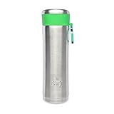 LunchBots Insulated Kids' Water Bottle (14oz) - Keeps Drinks Cold for 24 Hours - Lightweight Stainless Steel - Double Walled, Dishwasher Safe and Durable - Green