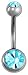 Forbidden Body Jewelry 14g Titanium Double Jeweled Aqua Blue CZ Crystal Belly Button Ring