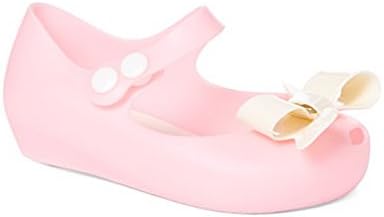 Little Girls Pink Ivory Bow Adorned Snap Closure Mary Jane Flats 9 Toddler