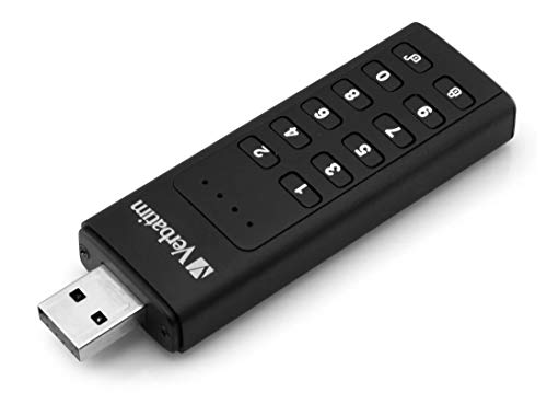 VERBATIM Keypad Secure USB-Stick I USB-3.2 Gen 1 I 32GB I Speicherstick mit Passcodeschutz & Verschlüsselung I inkl. USB-A Verlängerungskabel I USB-3