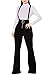 Remelon Womens Sleeveless High Waisted Zipper Front Bell Pants Suspender Jumpsuits Overalls Black S