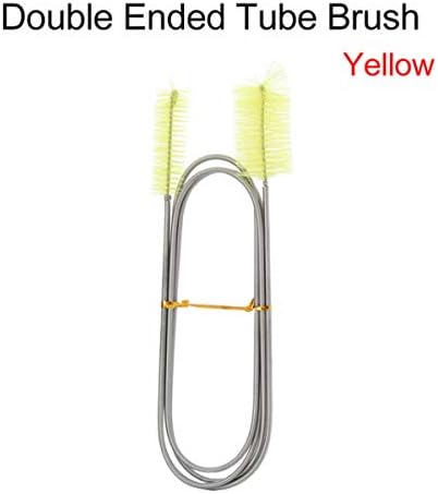 Flexible Cleaning Ended Brush Double Tube Filter Pump Hose Clean Brush for Aquarium Pipe Lever Cleaning Tools,Yellow 2