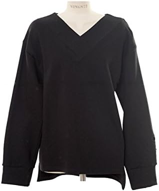 MAGZERO Womens Vintage Both V-neck T-Shirt (One Size Fit (S-M), Black)