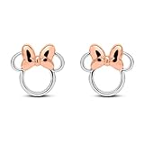 Gemstar Jewellery 14K Gold Plated 925 Sterling Silver Mickey Minnie Mouse Stud Earrings Push Back