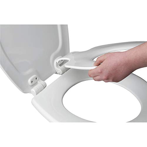 Mayfair 8100SL 000 Collins Slow-Close Round Plastic Toilet Seat – Never Loosens, White