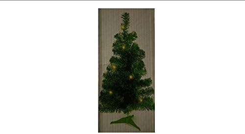 Table Christmas Tree 2Ft With Lights and Decorations Ornaments. 14 inches Diameter Plastic Base Included. Assorted Colors Green, Purple and Silver. (Green)