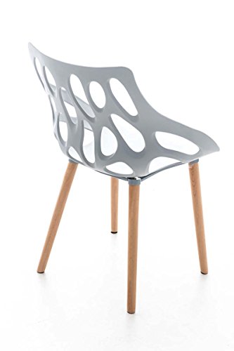 CLP-Sedia-in-Polipropilene-Hailey-Sedia-Design-Telaio-in-Legno-di-Faggio-Sedia-da-Pranzo-Seduta-44-cm-Sedia-Moderna-Portata-Max-150-kg-Sedia-Attesa-Facile-da-Pulire-Grigio