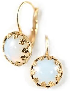 Clara Beau Charming WhiteOpal Round Cat Eye GoldTone LeverBack Earrings EW20 GoldTone - WhiteOpal