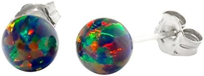 Trustmark JewelersTrustmark 925 Sterling Silver Black Synthetic Opal Ball Stud Post Earrings