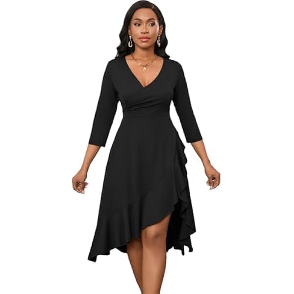 Vince Camuto Velvet Twist Front V-Neck Fit & Flare with Long Sleeves, 2 at  Amazon Women's Clothing store