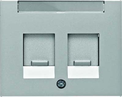 Hager K5 – Central Plate with Porta ROTULO Blind 2 Modules Aluminium