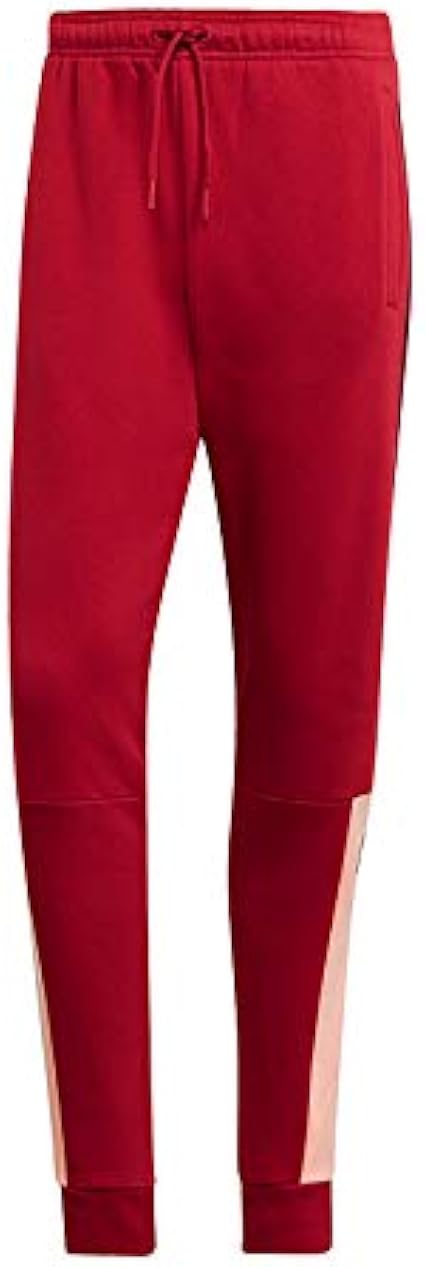 adidas Mens Sports ID Jogging Bottoms Fleece Trousers Pants Stripe Elasticated Active Maroon M 