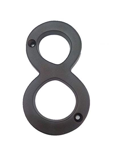 QCAA Traditional Heavy Solid Brass House Number 8, 4", US10B Oil Rubbed Bronze, 1 Pack, Made in Taiwan