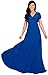 KOH KOH Womens Long Sexy Cap Short Sleeve V-neck Flowy Cocktail Gown Maxi Dress, Cobalt / Royal Blue 3X 22-24 (4)