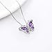 Aurora Tears 925 Sterling Silver Butterfly Necklace,Women Butterflies February-Amethyst Birthstone Pendant Necklace for Birthday Wedding Gift