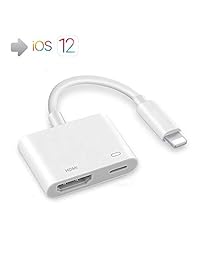 (Apple MFi Certified) Lightning to HDMI Adapter Converter, Tynokun 1080P Lightning Digital Audio AV HDTV Monitor Projector with Charging Port Support iPhone XR Xs X 8 7 Plus and iPad(iOS 10 11 12 and