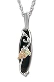 Black Hills Gold Onyx Pendant made of Sterling Silver with 25X7MM Onyx Stone
