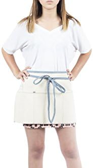 Natural Waist Apron with Pockets | Eco Friendly Upcycled Cotton and Denim Half Apron | for Women, Men, Restaurant Server, Kitchen Waiter, Cooking Chef, Shop Work, Art Smock, Grill, Adult, Kid