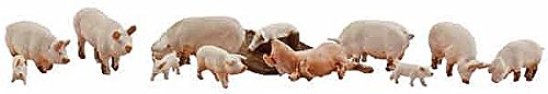 HO Scenic Accents Yorkshire Pigs & Piglets (12) HO Woodland Scenics