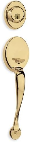 Weiser Lock GA9771A-S Augusta Single Cylinder Keyed Entry Polished Brass Handleset with Kwikset SmartKey Cylinder