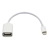 White USB A 2.0 Female to Lightening B Male On-The-Go Adapter Data Cable(OTG) + Free KarenDeals Microfiber Cleaning Cloth