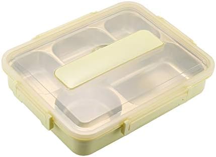 Plate Insulation Lunch Box 304 Stainless Steel With Lid Adult Separated Canteen Student Lunch Box Set Office Worker (Color : C, Size : 5)