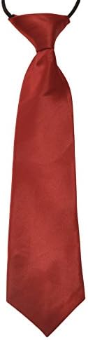 SUPGODNew Boys Pre-Tied Ties. Satin Plain Coloured Childrens Tie. Elasticated. 22 Colours Available. Handmade. Wedding, School, Fashion (Red)
