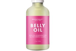 Belly Oil for Pregnancy and Stretch Marks Reduction - All Natural Scar Prevention Therapy - Safe to Use During and Postpartum - Uneven Skin Tone Dermatologist Recommended - 4 Fl Oz by Provence Beauty