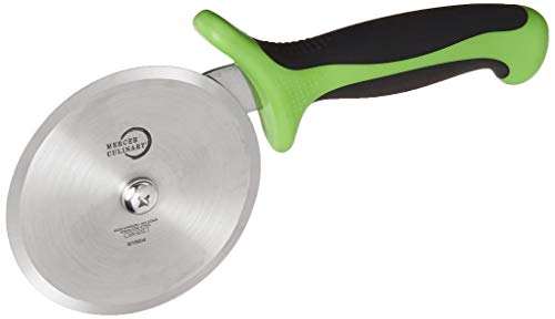 Mercer Culinary Cortador de pizza MillenniaPizza com alça verde, roda de 10 cm, aço inoxidável