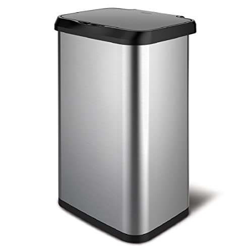 Glad Stainless Steel Trash Can with Clorox Odor Protection Touchless Metal Kitchen Garbage Bin