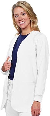 NU Dimension Ships Free.Women Stretch Scrub snap Front Lab Jacket/Lab Coat