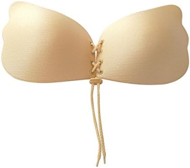 Qimone Silicone Push-Up Strapless Backless Self-Adhesive Gel Magic Stick Invisible Bra For Low-Cut Outfits and Without Shoulder Strap or Back-Buckle (C Cup)