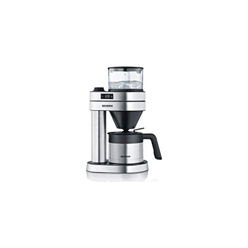 SEVERIN Filterkaffeemaschine "Caprice" mit Thermokanne, wie von Hand aufgebrüht, Kaffeebereiter für bis zu 8 Tassen, Kaffeemaschine mit Timer, 1l, Edelstahl-gebürstet/schwarz, KA 5761