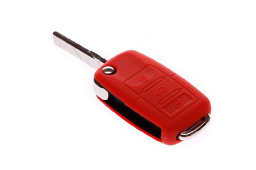 Remote Flip Key FOB Silicone Case Cover for VW Volkswagen New ALL COLORS - Blue Red Black Pink Orange+ (Red)