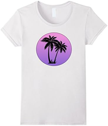 Womens Vaporwave Palm Tree T-Shirt Medium White
