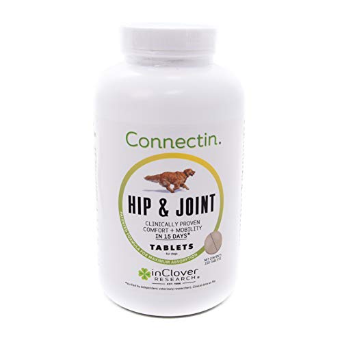 In Clover Connectin Hip and Joint Tablet Supplement for Dogs, Combines Glucosamine, Chondroitin and Hyaluronic Acid with Herbs, Patented and Clinically Tested to Work in 15 Days,150ct