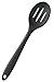 StarPack Basics Silicone Slotted Serving Spoon, High Heat Resistant to 480°F, Hygienic One Piece Design Kitchen Utensil for Draining & Serving (Gray Black)